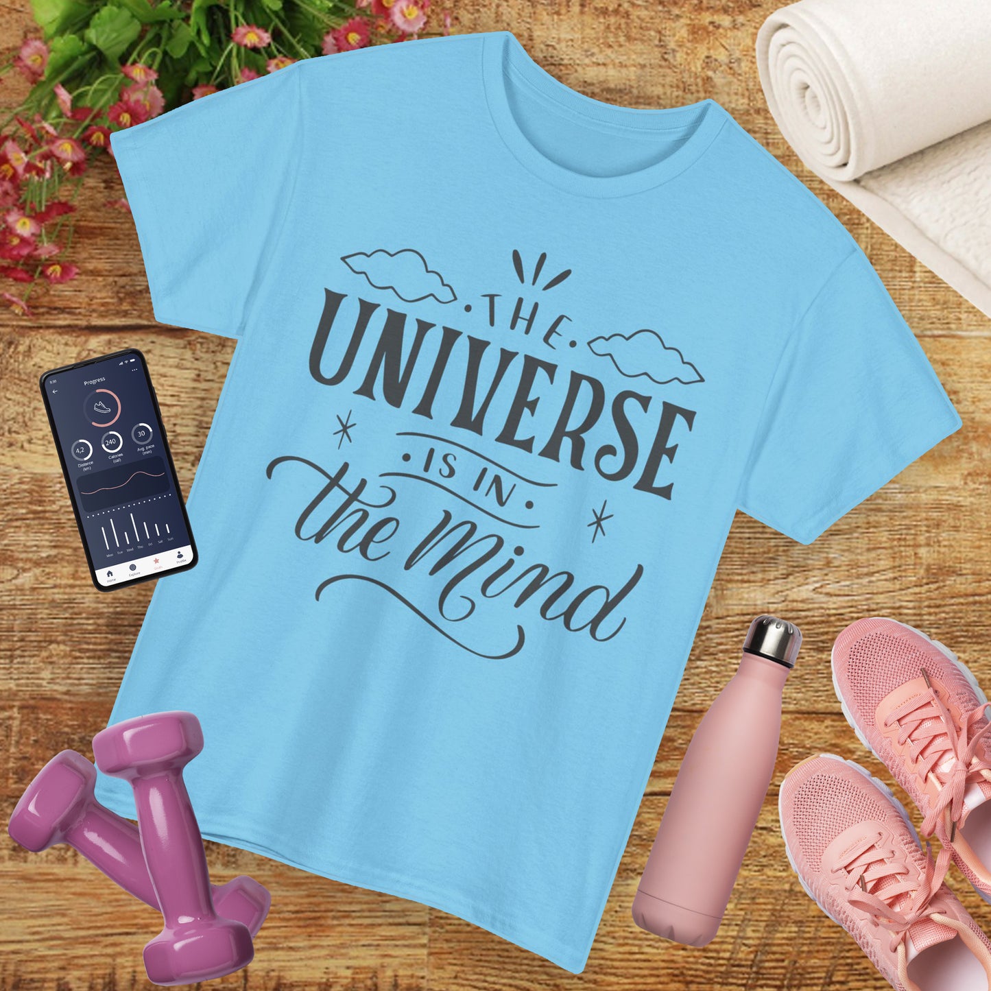 “The Universe Is in the Mind” Cosmic Quote Heavy Cotton Tee
