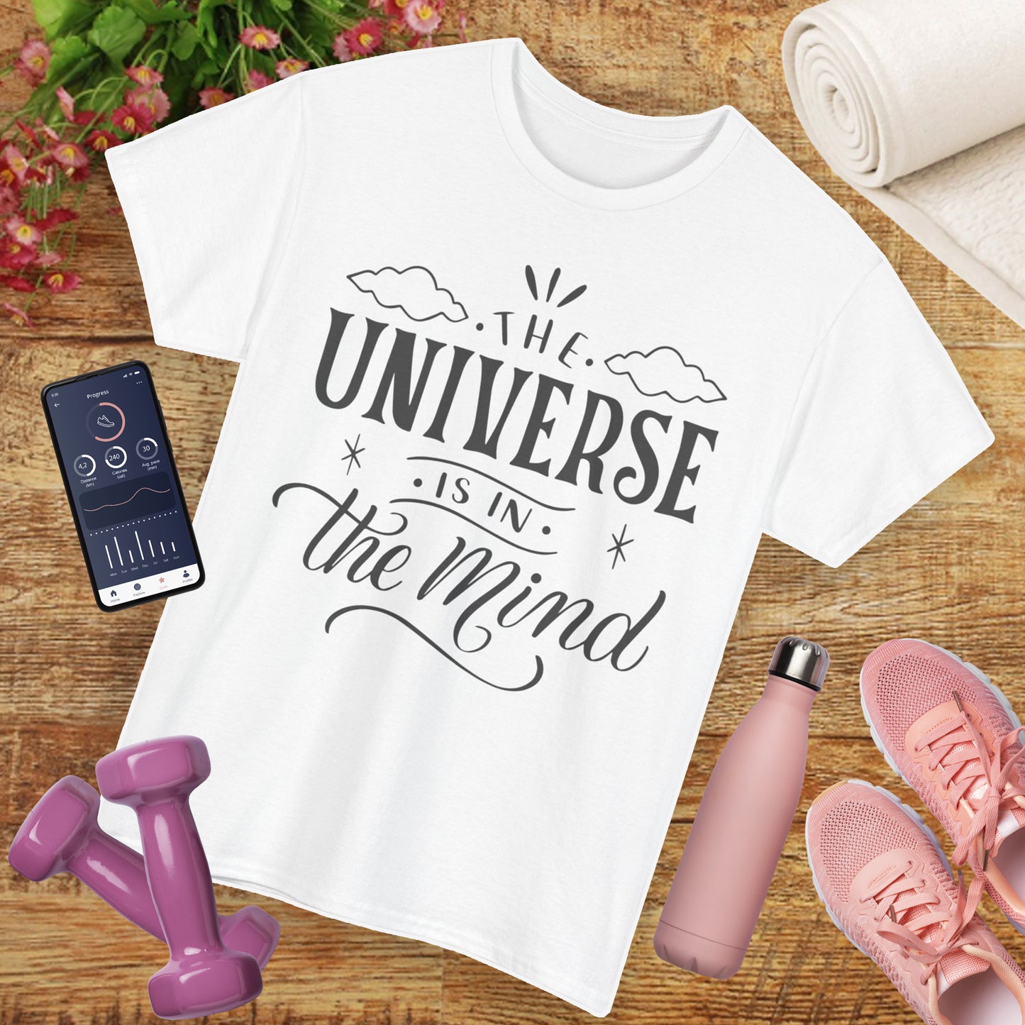 “The Universe Is in the Mind” Cosmic Quote Heavy Cotton Tee