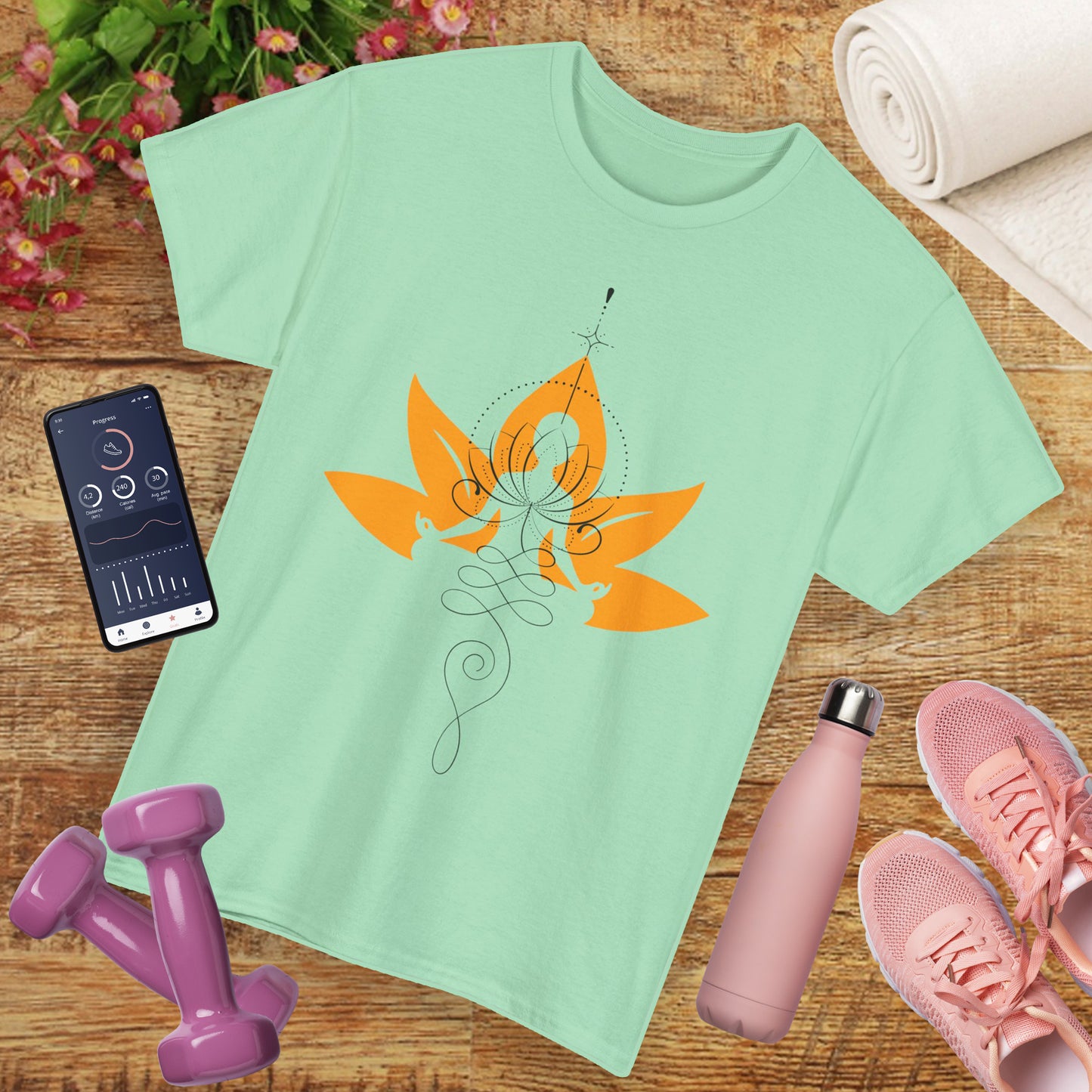 So Above, So Below Heavy Cotton Tee - Lotus & Meditative Spirit