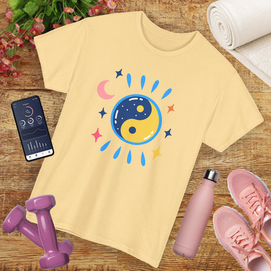 🌙Celestial Balance Heavy Cotton Tee - Yin-Yang Moon Edition