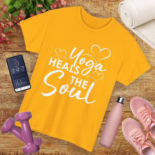 🧘"Yoga Heals the Soul" Heavy Cotton Tee - Where Breath Meets Healing