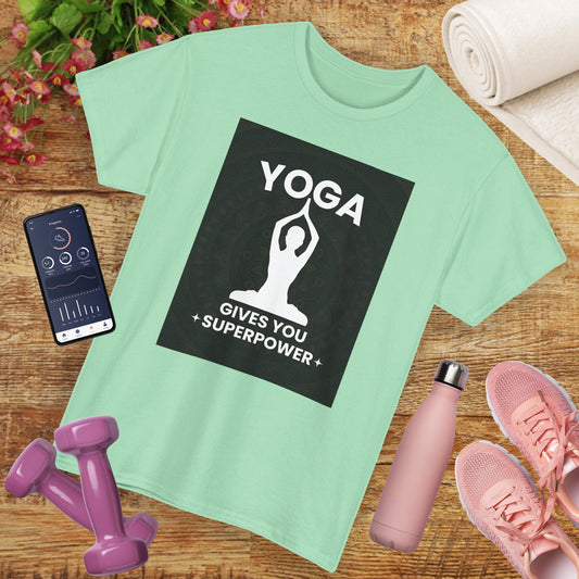 Yoga Gives You Power Heavy Cotton Tee - Strength in Stillness