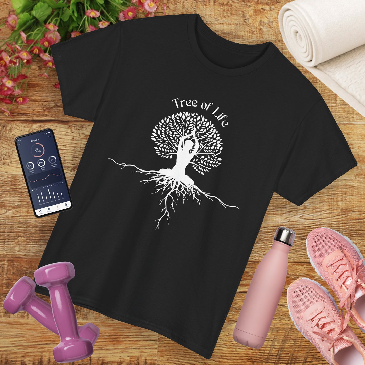 🌳Rooted in Life heavy Cotton Tee - Tree of Life with Yoga Pose