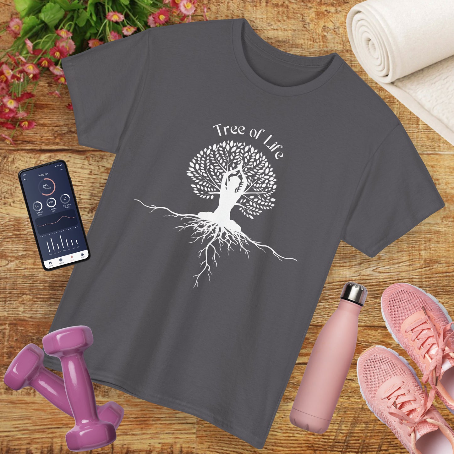 🌳Rooted in Life heavy Cotton Tee - Tree of Life with Yoga Pose