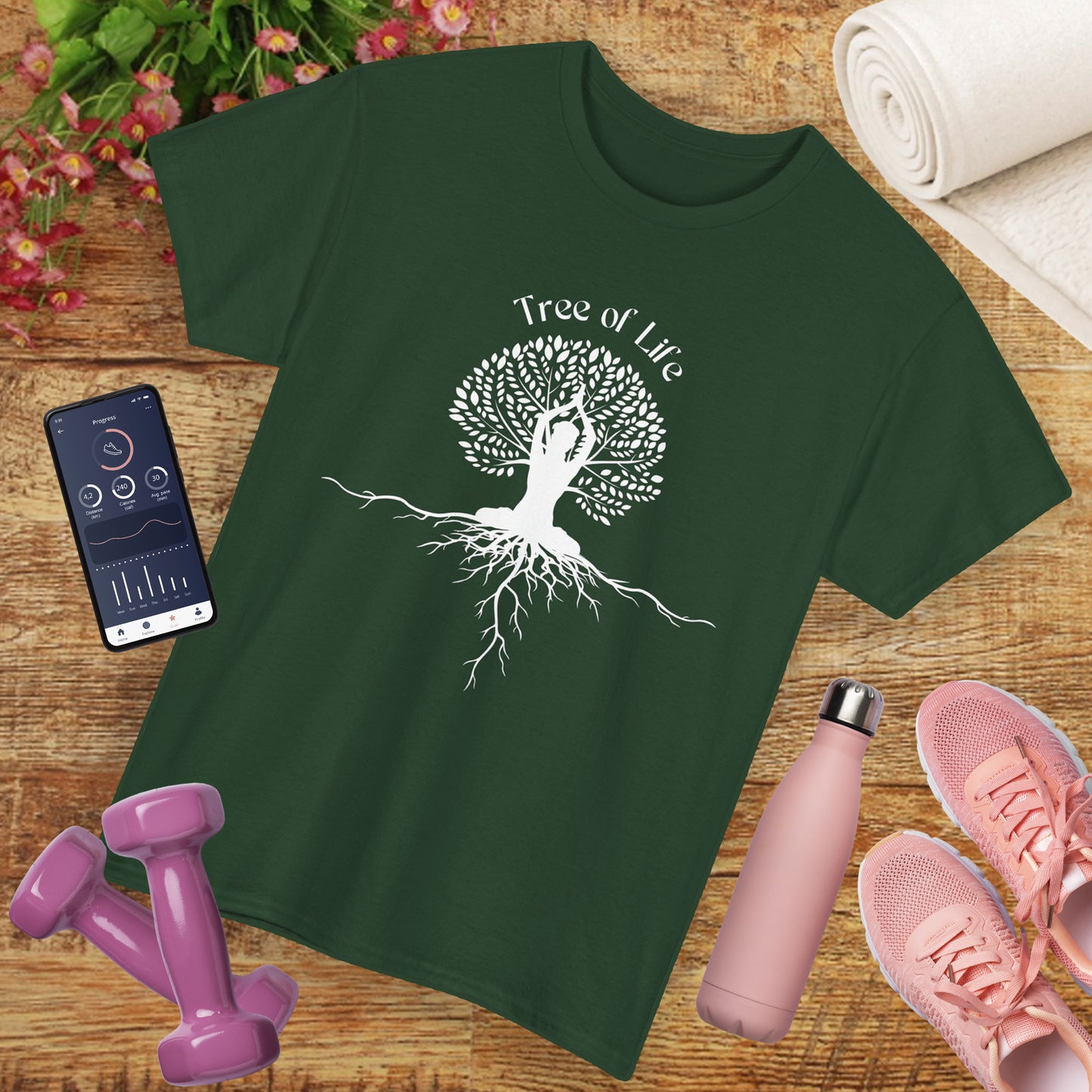 🌳Rooted in Life heavy Cotton Tee - Tree of Life with Yoga Pose