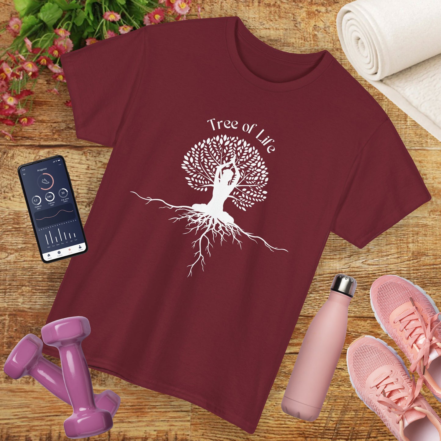🌳Rooted in Life heavy Cotton Tee - Tree of Life with Yoga Pose