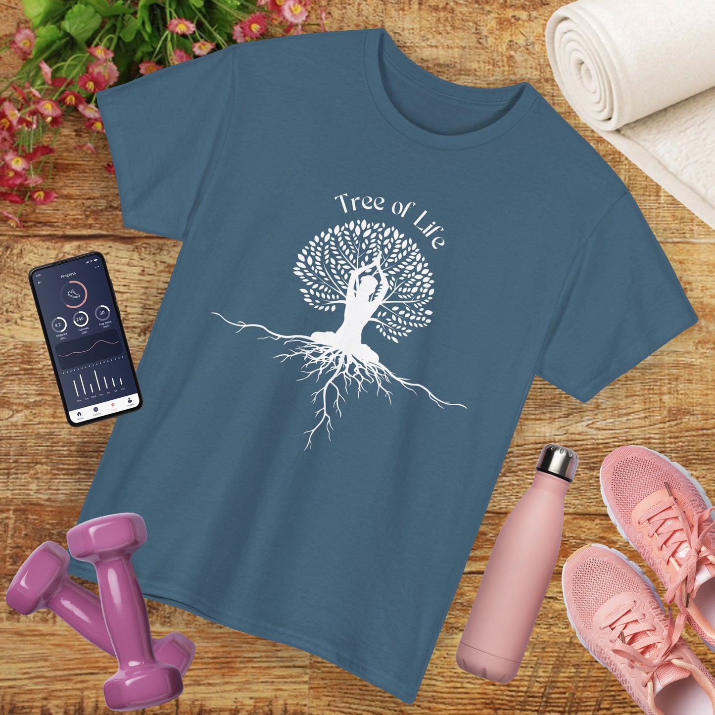 🌳Rooted in Life heavy Cotton Tee - Tree of Life with Yoga Pose