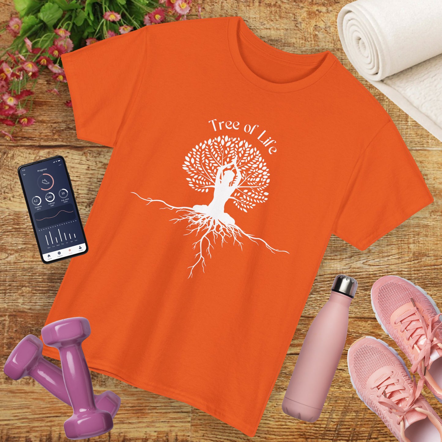 🌳Rooted in Life heavy Cotton Tee - Tree of Life with Yoga Pose