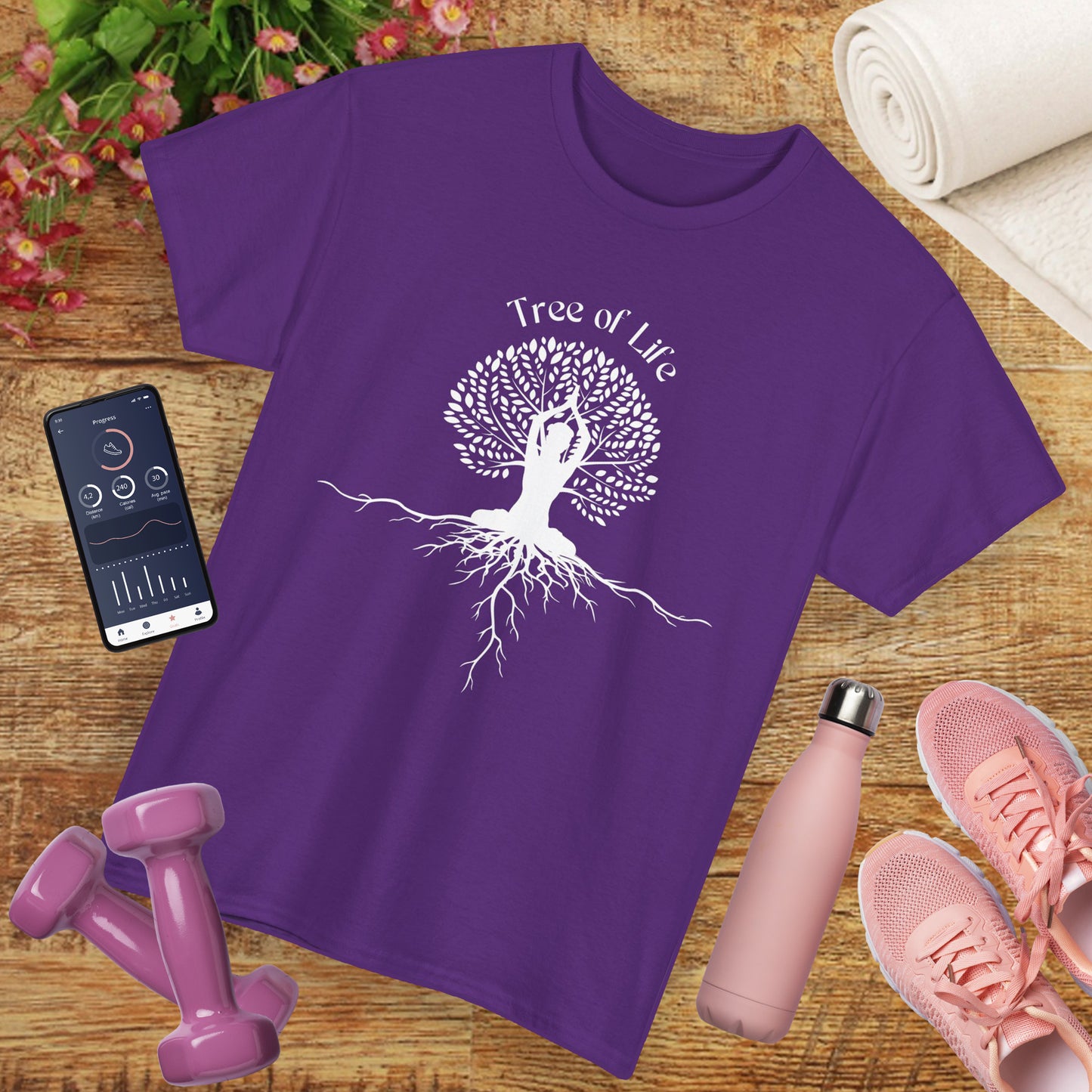 🌳Rooted in Life heavy Cotton Tee - Tree of Life with Yoga Pose