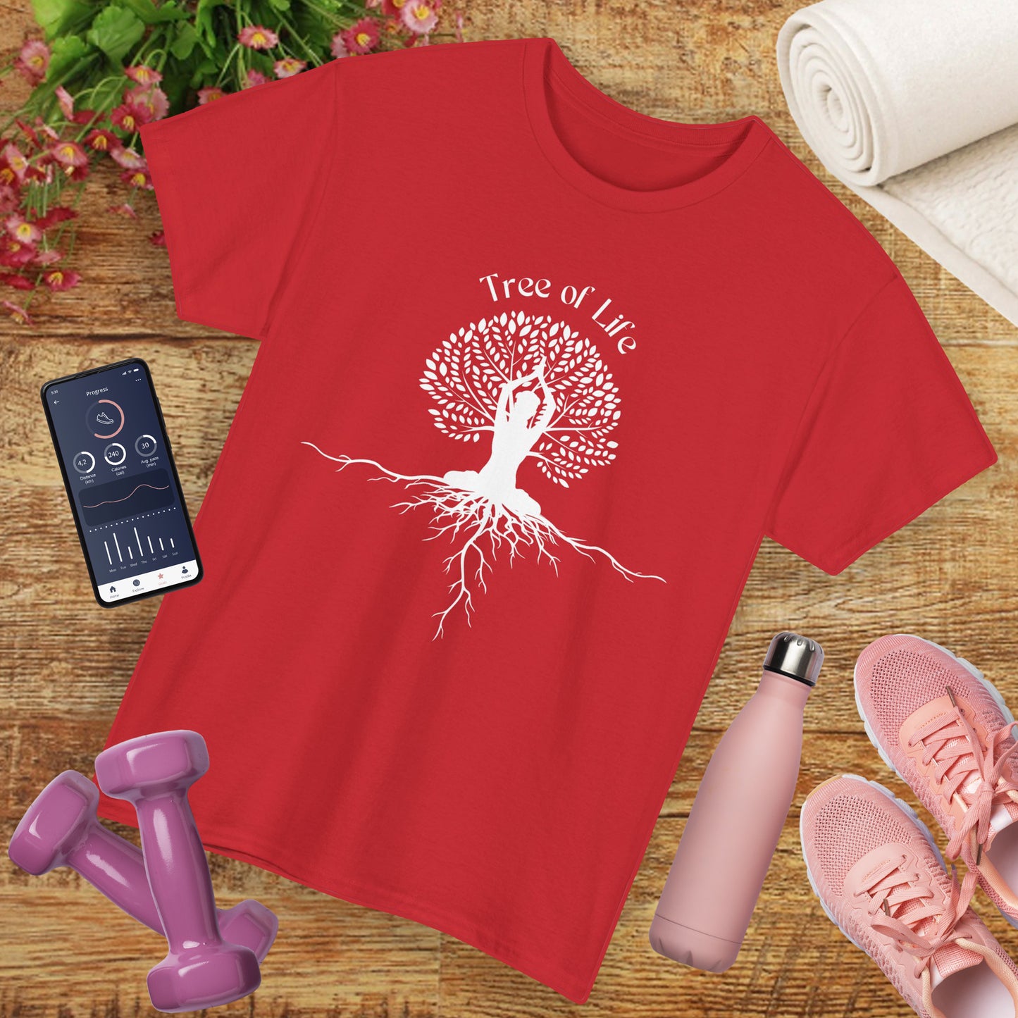 🌳Rooted in Life heavy Cotton Tee - Tree of Life with Yoga Pose