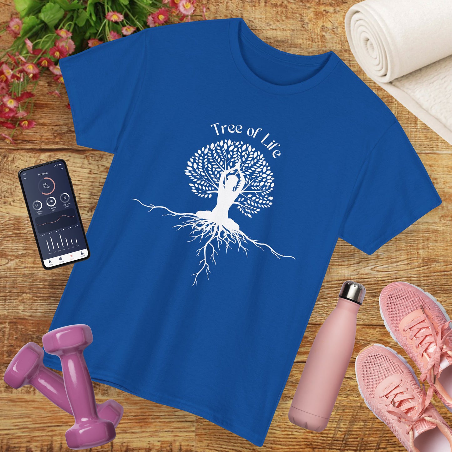 🌳Rooted in Life heavy Cotton Tee - Tree of Life with Yoga Pose
