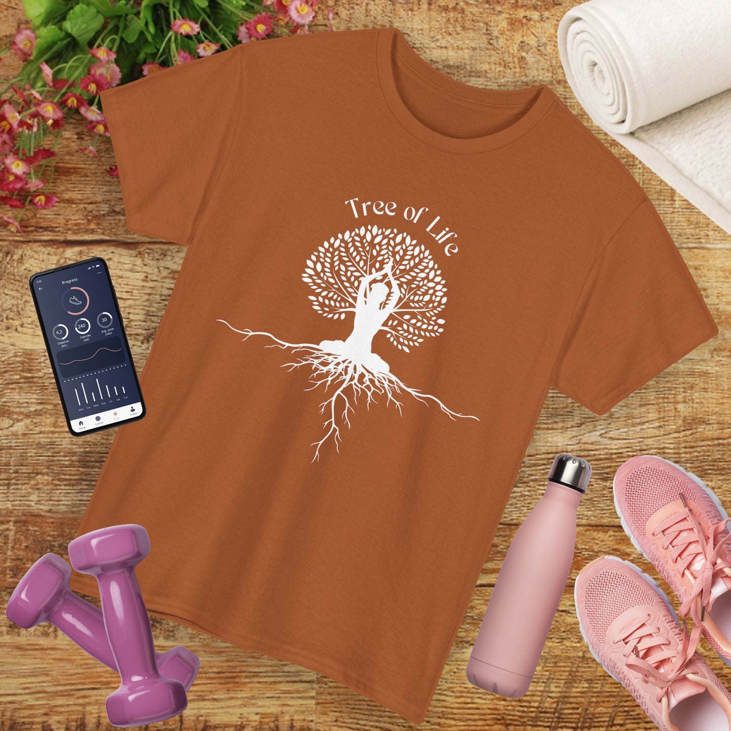 🌳Rooted in Life heavy Cotton Tee - Tree of Life with Yoga Pose