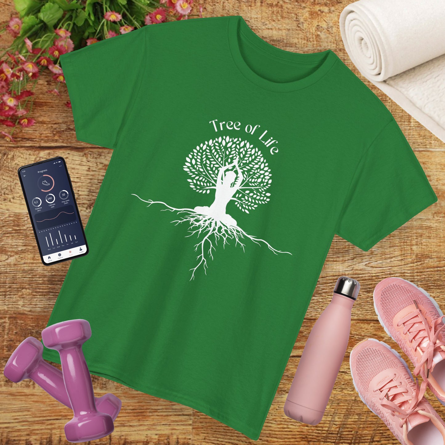 🌳Rooted in Life heavy Cotton Tee - Tree of Life with Yoga Pose