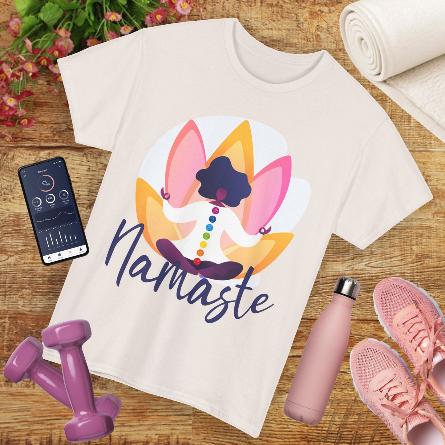Namaste: The Goddess Chakra Heavy Cotton Tee - Radiate Inner Light
