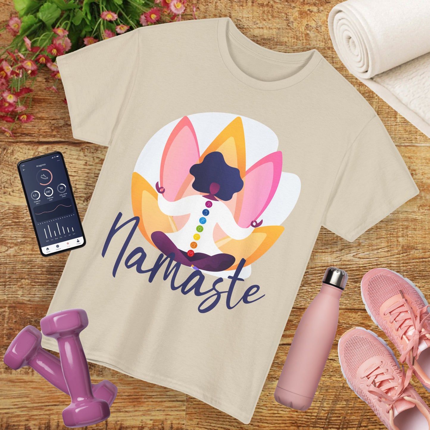 Namaste: The Goddess Chakra Heavy Cotton Tee - Radiate Inner Light