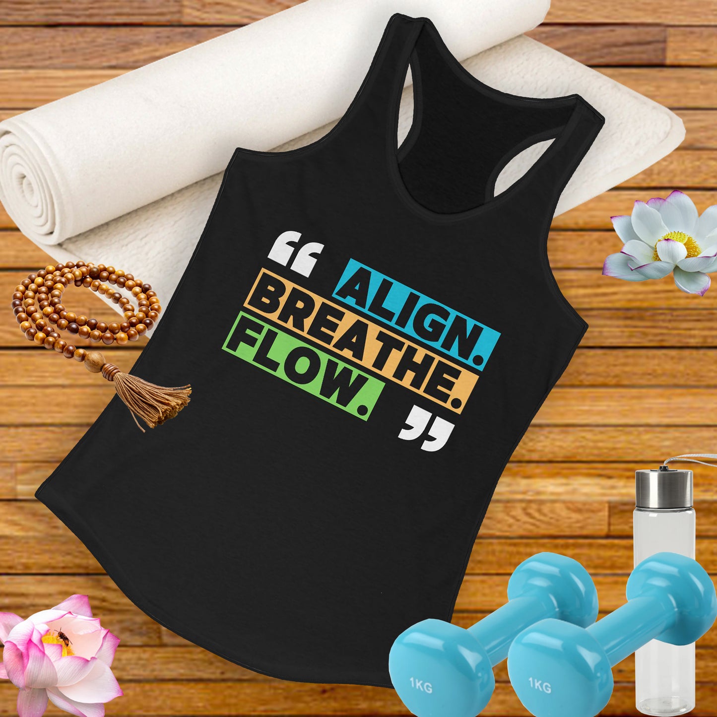 "Align. Breathe. Flow." - Move with Intention, Live in Rhythm - Inspirational Women’s Racerback Tank