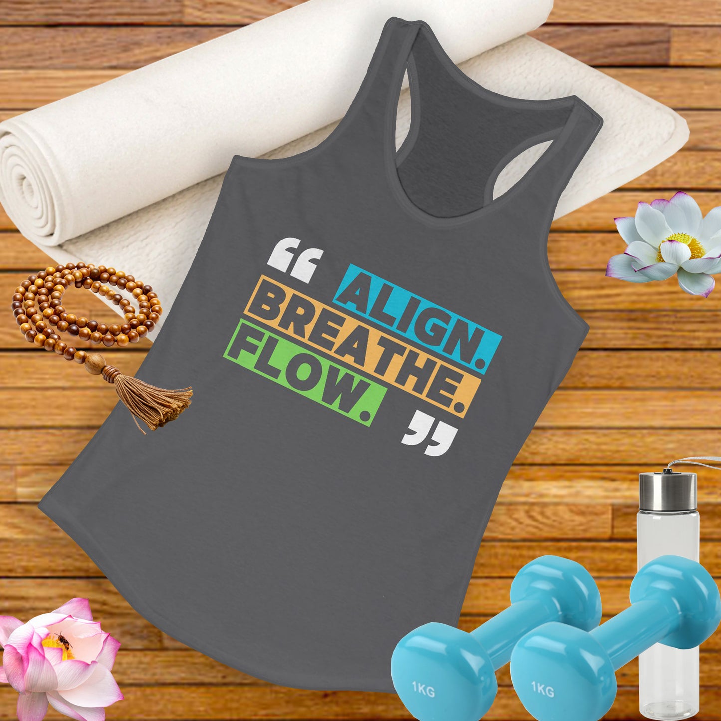 "Align. Breathe. Flow." - Move with Intention, Live in Rhythm - Inspirational Women’s Racerback Tank