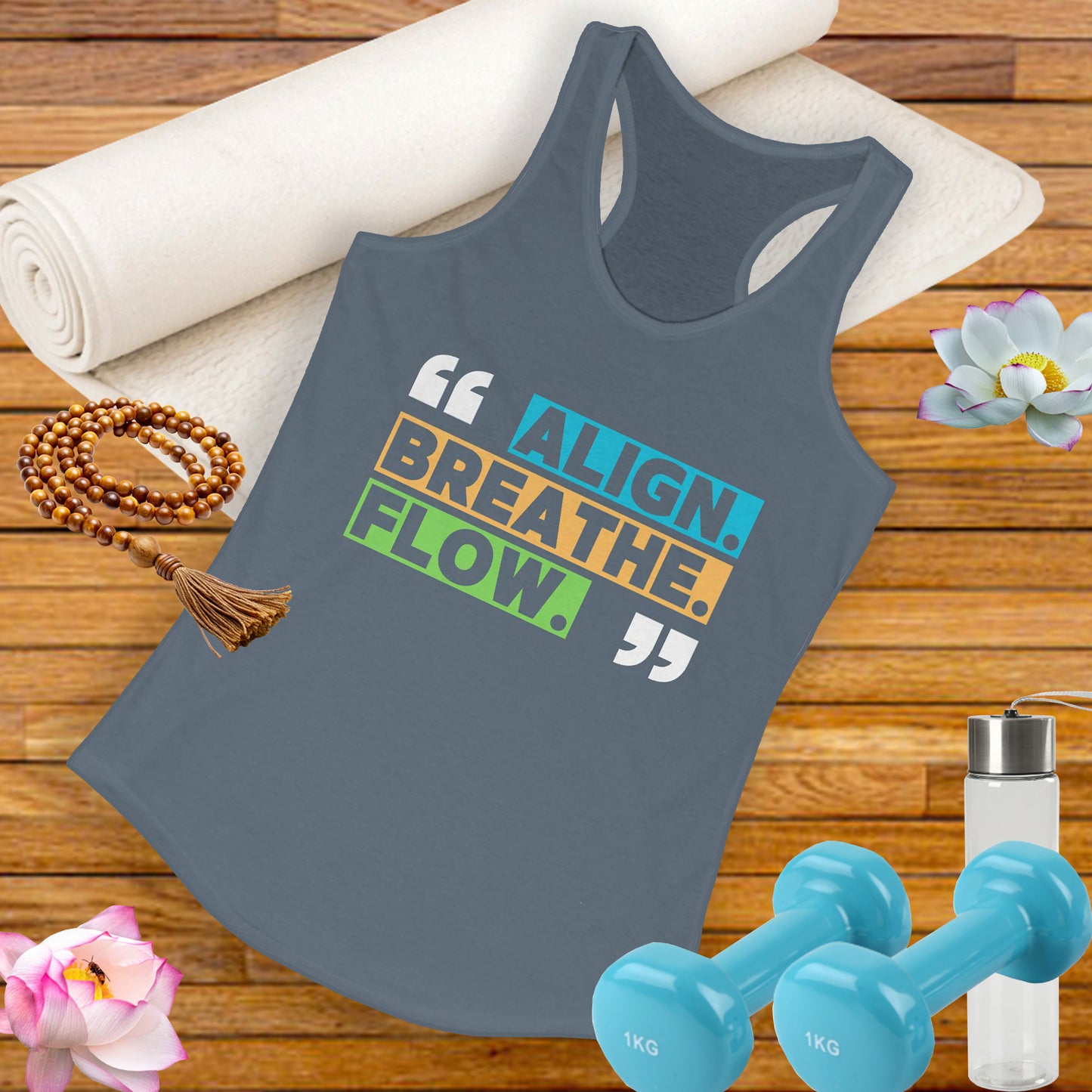 "Align. Breathe. Flow." - Move with Intention, Live in Rhythm - Inspirational Women’s Racerback Tank