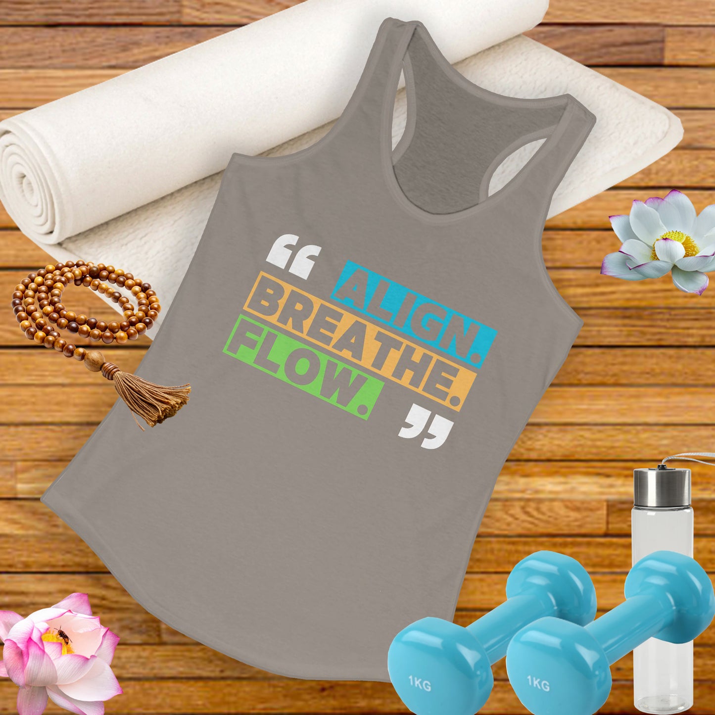 "Align. Breathe. Flow." - Move with Intention, Live in Rhythm - Inspirational Women’s Racerback Tank