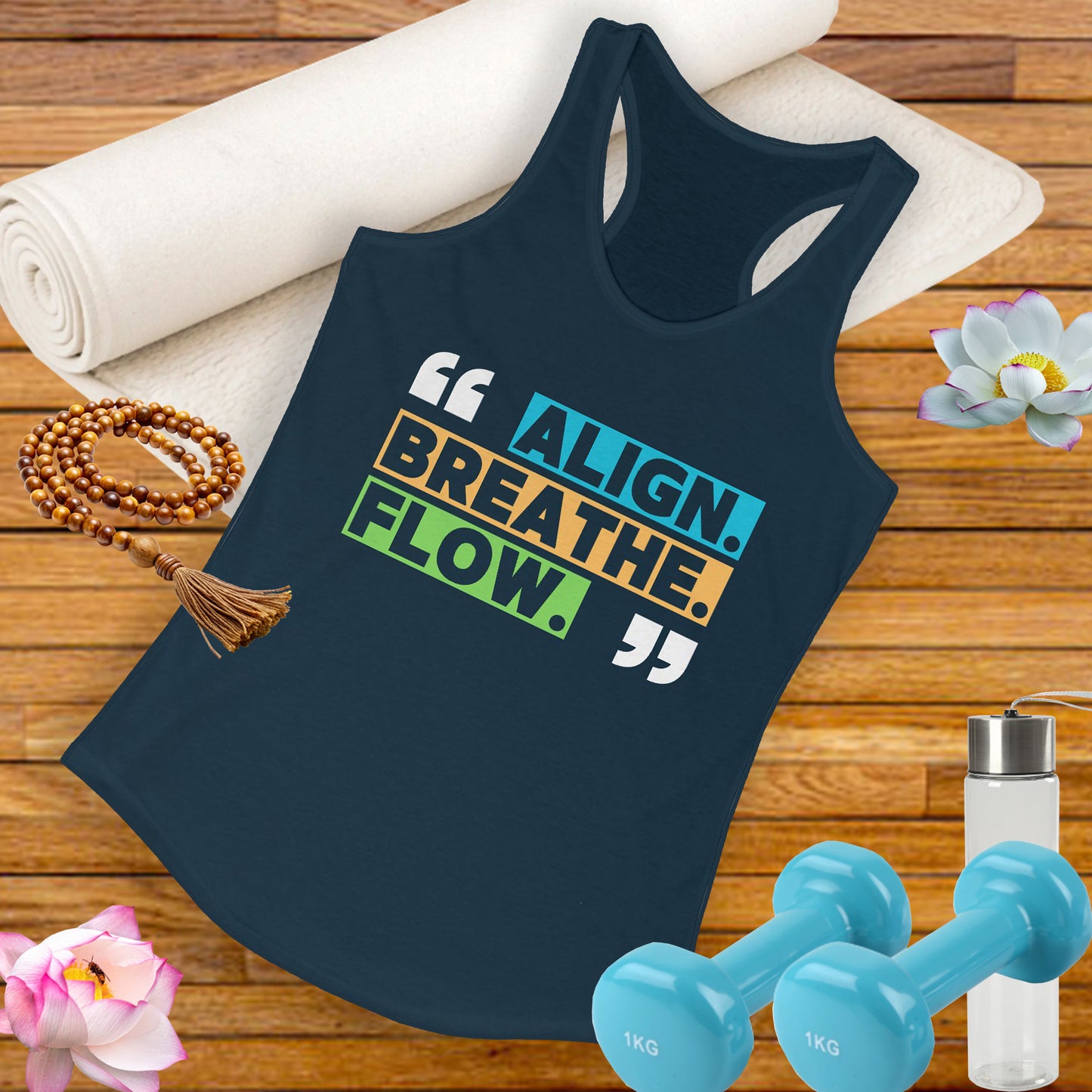 "Align. Breathe. Flow." - Move with Intention, Live in Rhythm - Inspirational Women’s Racerback Tank
