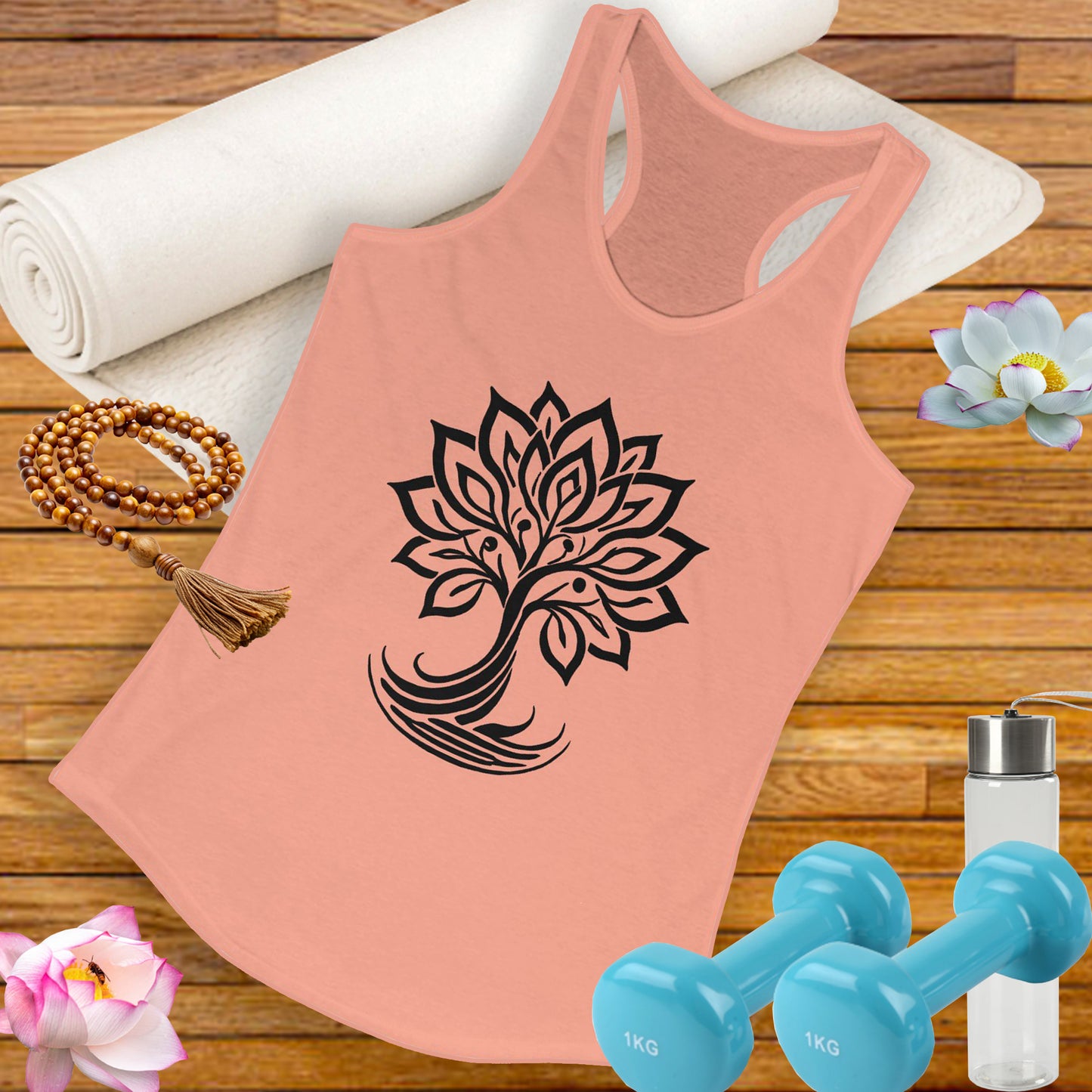 "Bloom with Purpose" – Inspirational Lotus Tree - Women's Racerback Tank