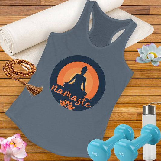 Sunlit Serenity - "Namaste" - Women's Racerback Tank - Yoga & Meditation Inspired Top