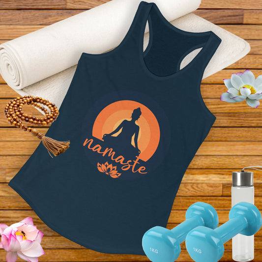 Sunlit Serenity - "Namaste" - Women's Racerback Tank - Yoga & Meditation Inspired Top