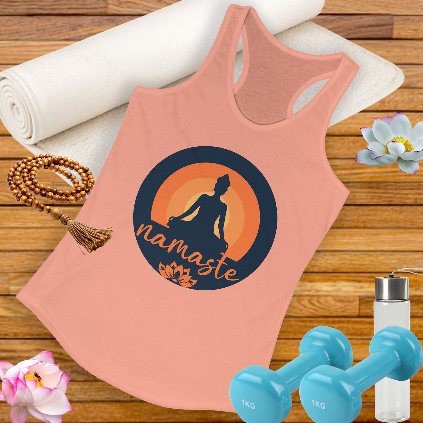 Sunlit Serenity - "Namaste" - Women's Racerback Tank - Yoga & Meditation Inspired Top