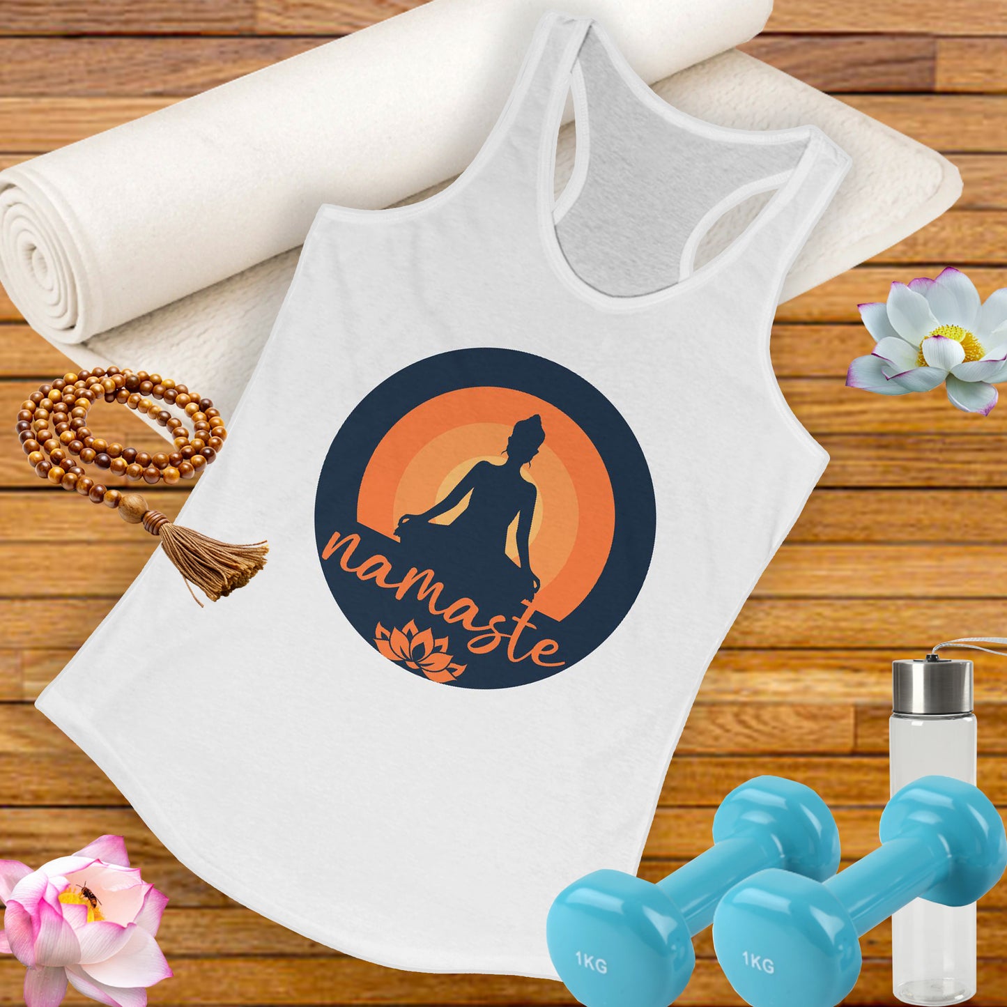Sunlit Serenity - "Namaste" - Women's Racerback Tank - Yoga & Meditation Inspired Top
