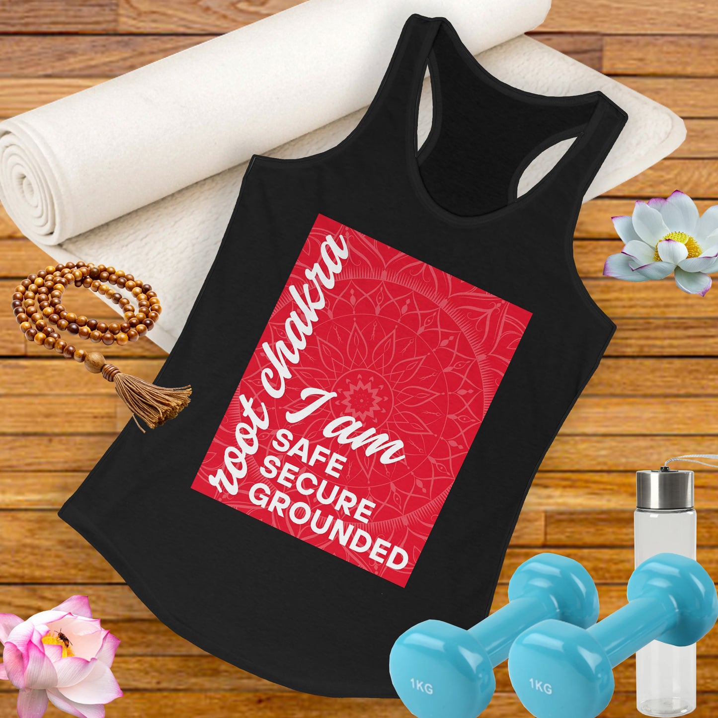 Rooted & Radiant - Root/Muladhara Chakra Affirmation Racerback Tank Top