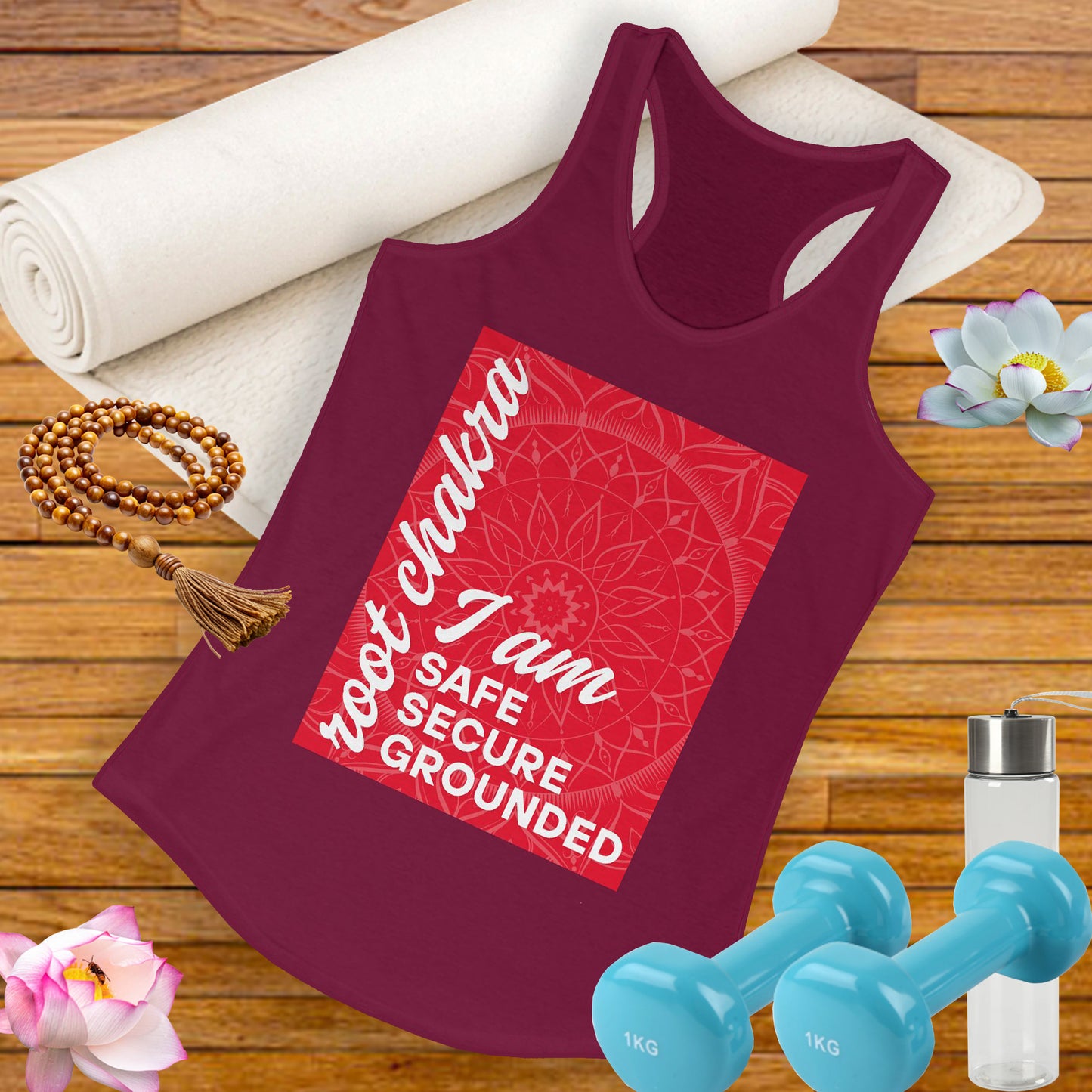 Rooted & Radiant - Root/Muladhara Chakra Affirmation Racerback Tank Top