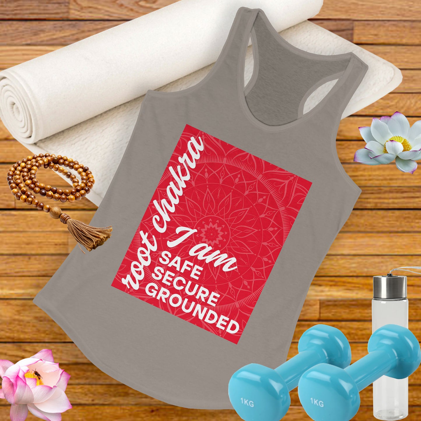 Rooted & Radiant - Root/Muladhara Chakra Affirmation Racerback Tank Top