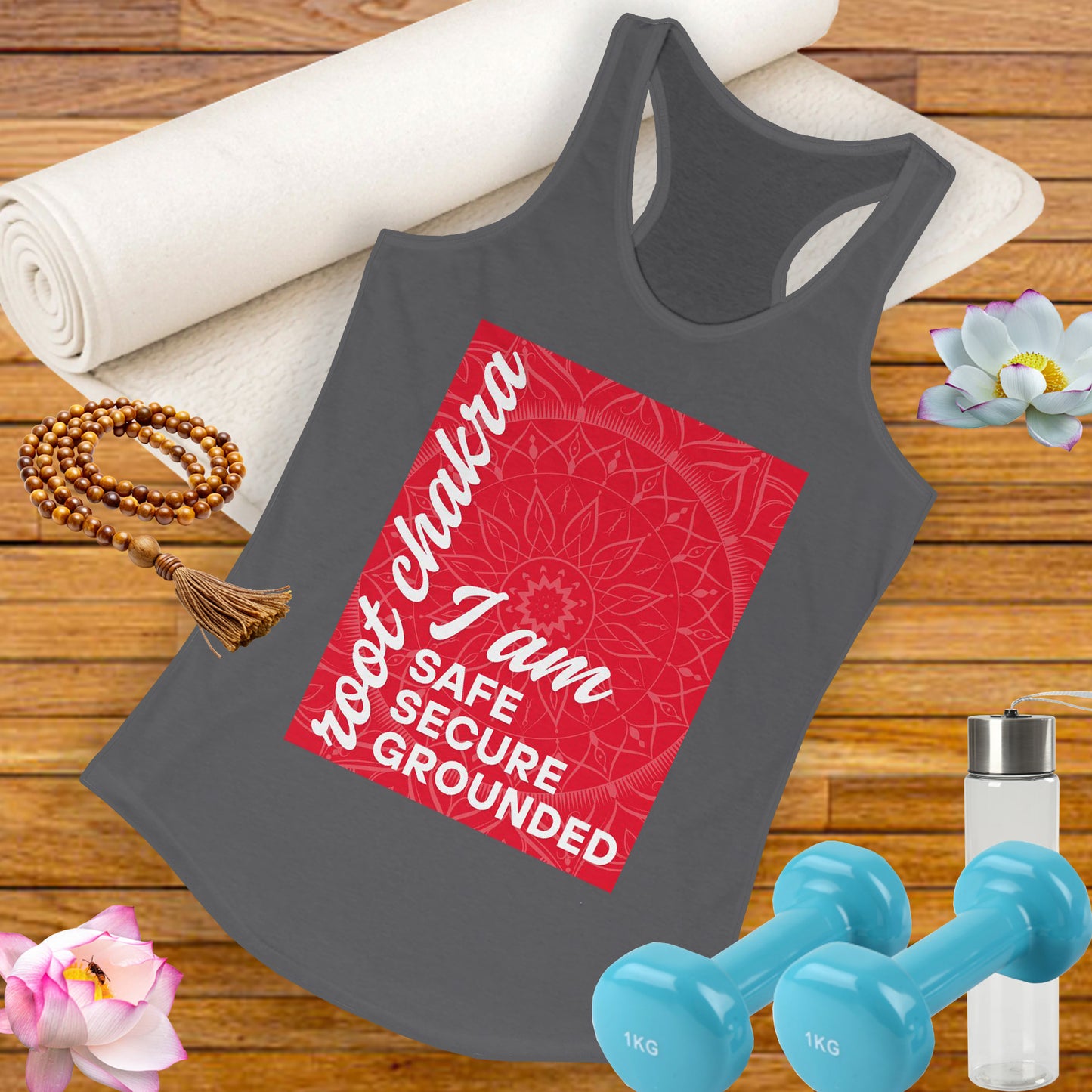 Rooted & Radiant - Root/Muladhara Chakra Affirmation Racerback Tank Top