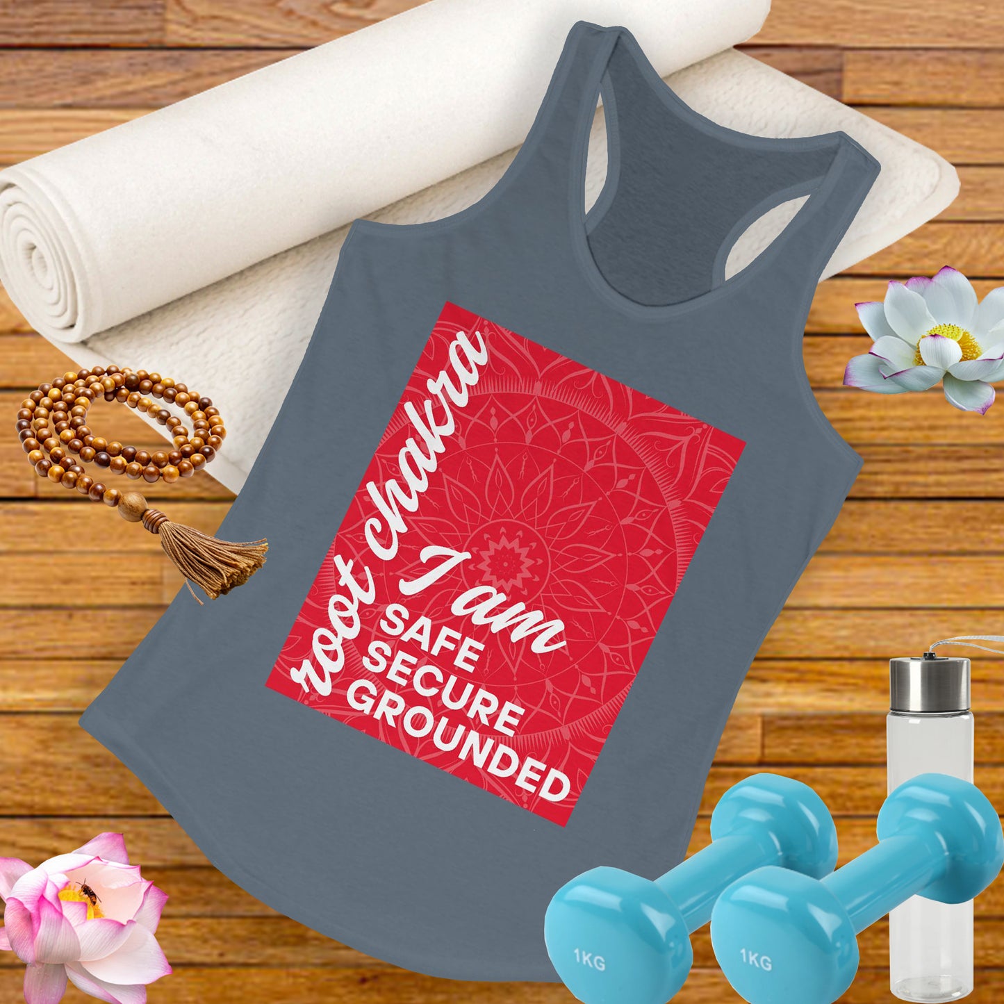 Rooted & Radiant - Root/Muladhara Chakra Affirmation Racerback Tank Top