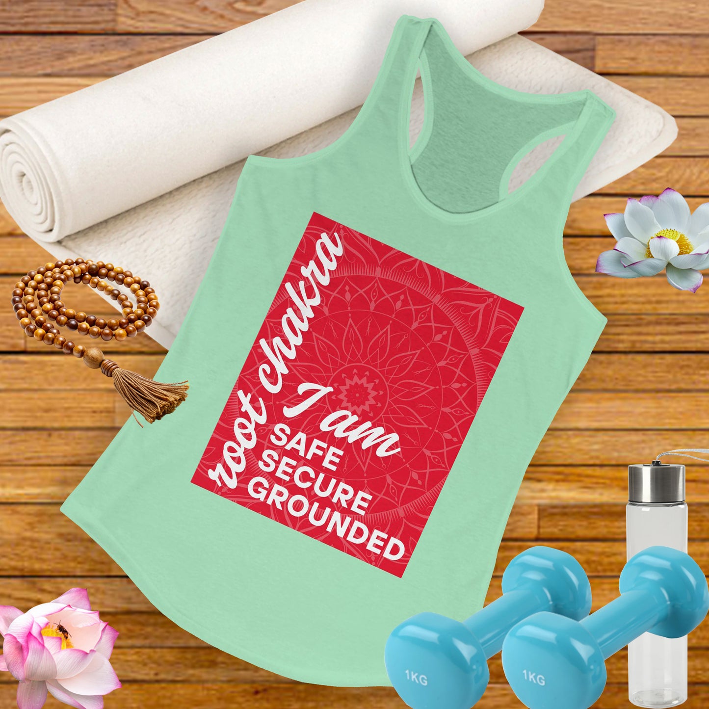 Rooted & Radiant - Root/Muladhara Chakra Affirmation Racerback Tank Top
