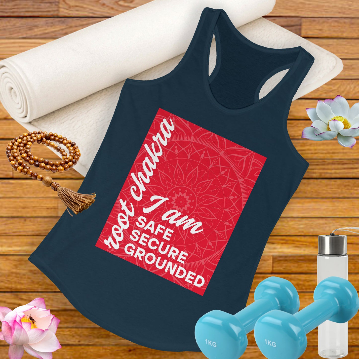 Rooted & Radiant - Root/Muladhara Chakra Affirmation Racerback Tank Top