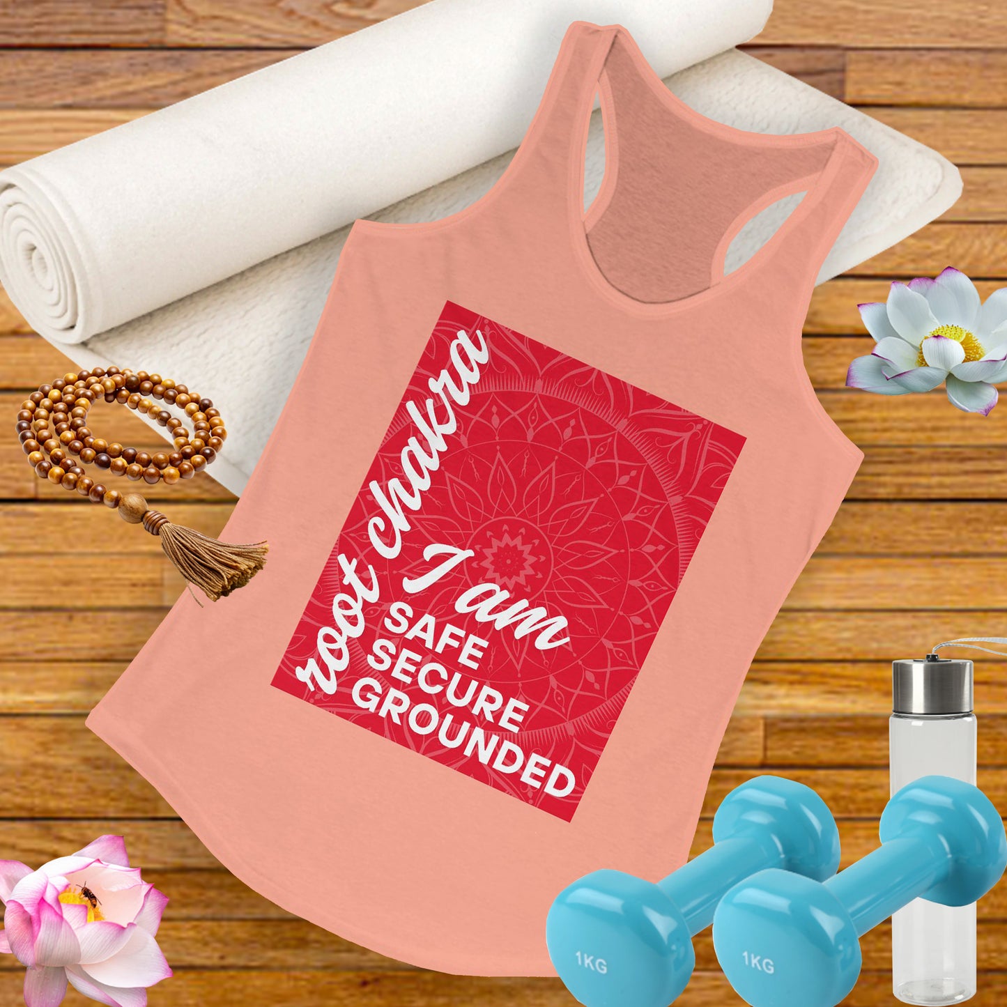 Rooted & Radiant - Root/Muladhara Chakra Affirmation Racerback Tank Top