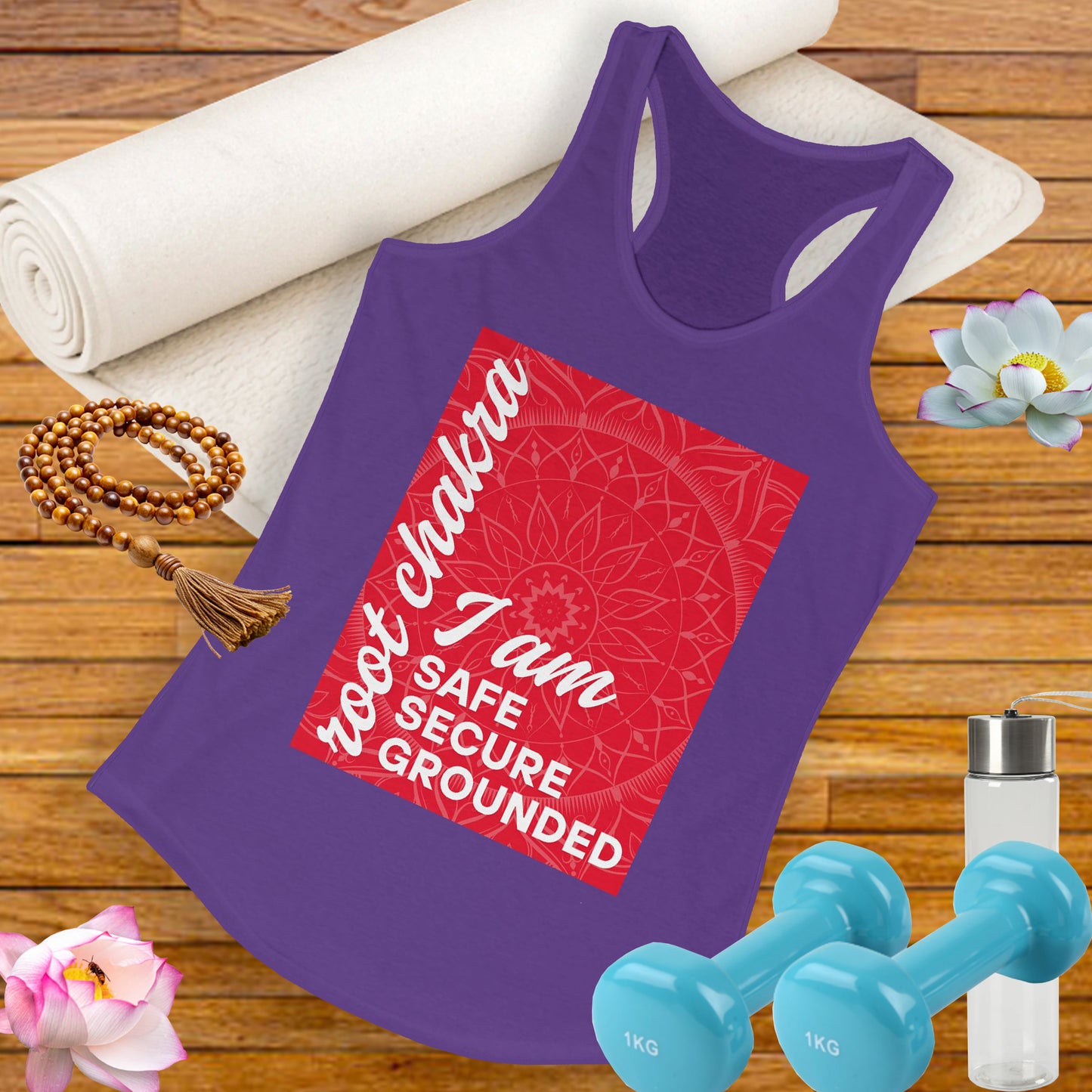 Rooted & Radiant - Root/Muladhara Chakra Affirmation Racerback Tank Top