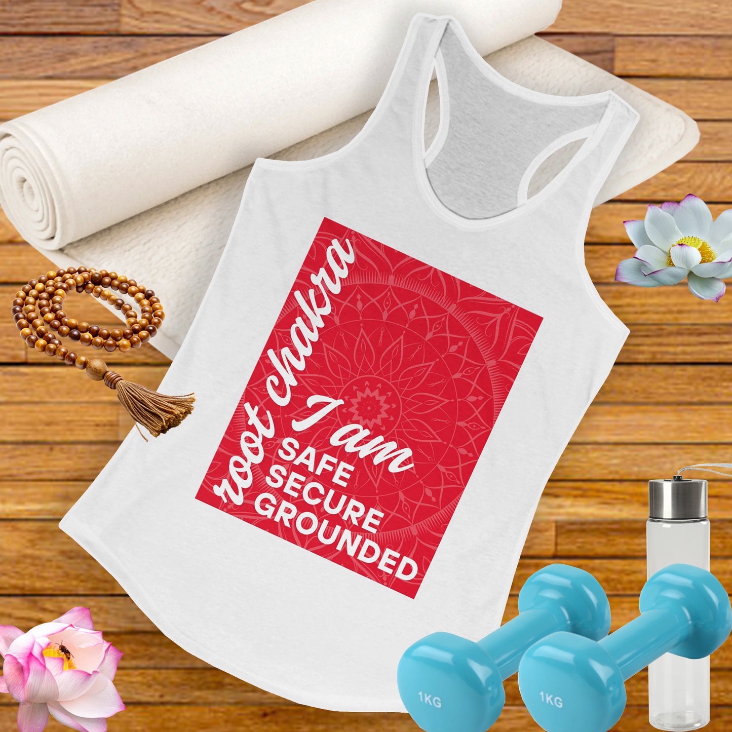 Rooted & Radiant - Root/Muladhara Chakra Affirmation Racerback Tank Top