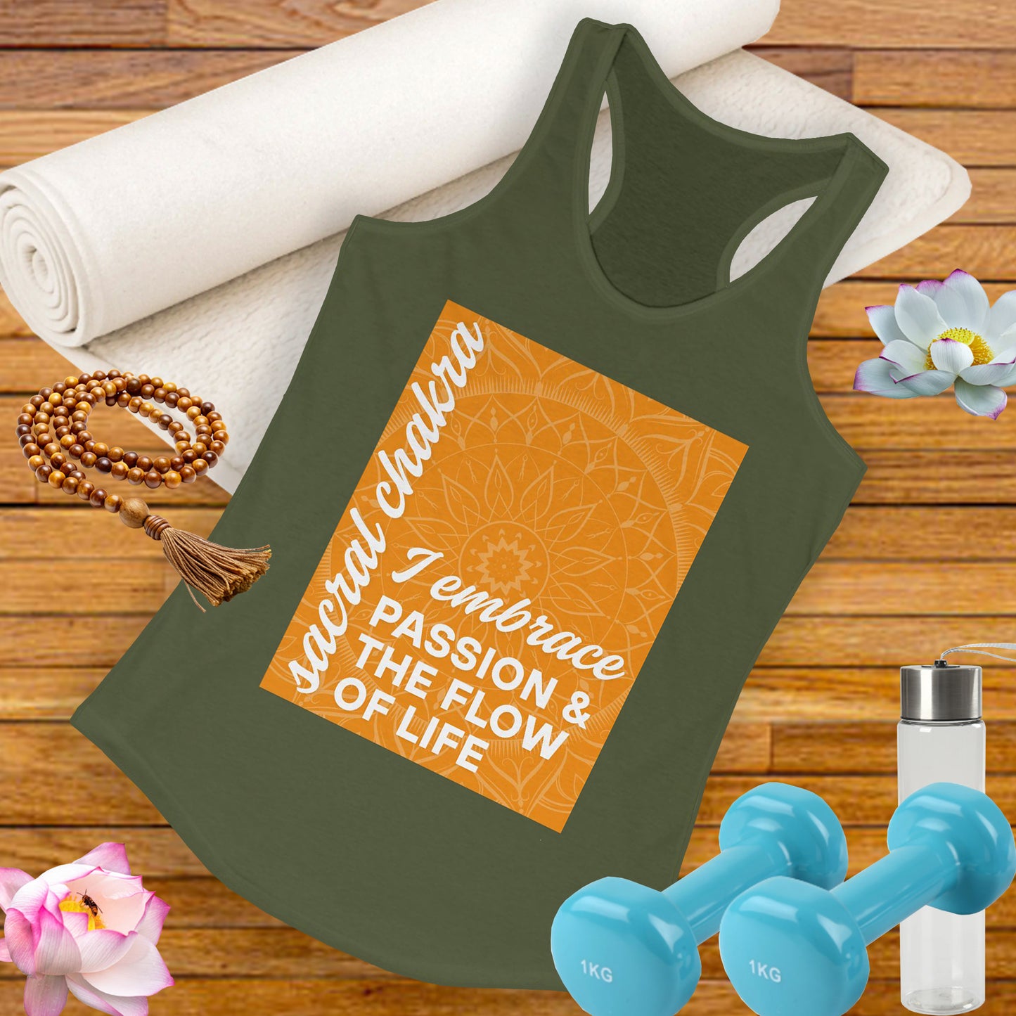 Flow & Feel - Svadhisthana/Sacral Chakra Affirmation Racerback Tank Top