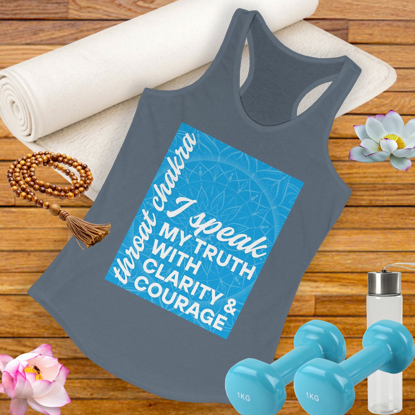 Speak Your Truth - Vishuddha/Throat Chakra Affirmation Racerback Tank Top