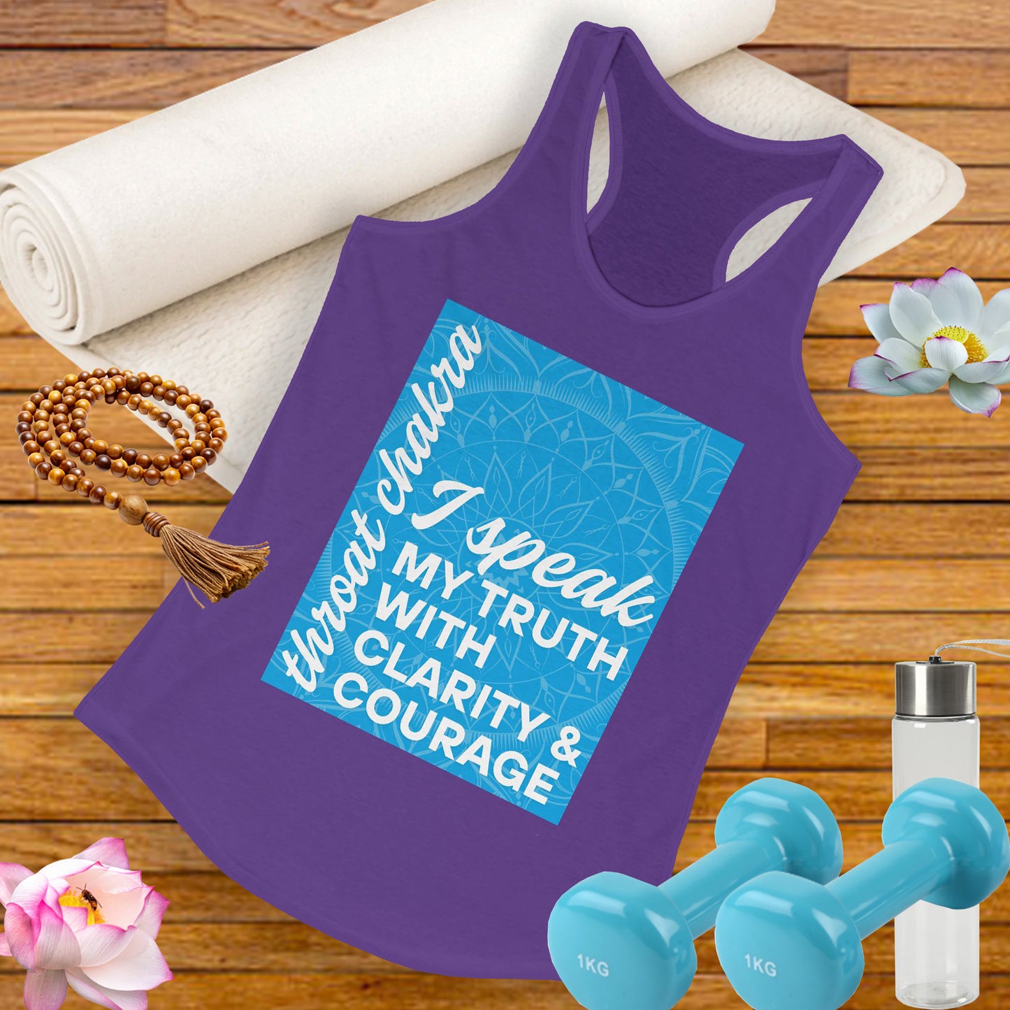 Speak Your Truth - Vishuddha/Throat Chakra Affirmation Racerback Tank Top