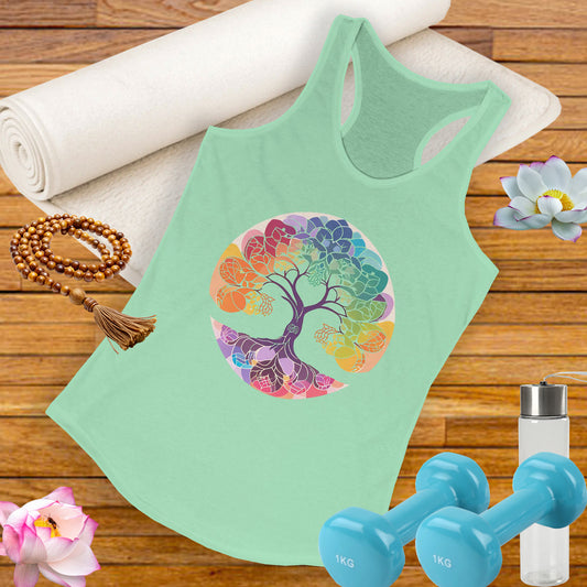 "BOHO Tree of Life" Racerback Tank – Vibrant Spirit & Effortless Comfort