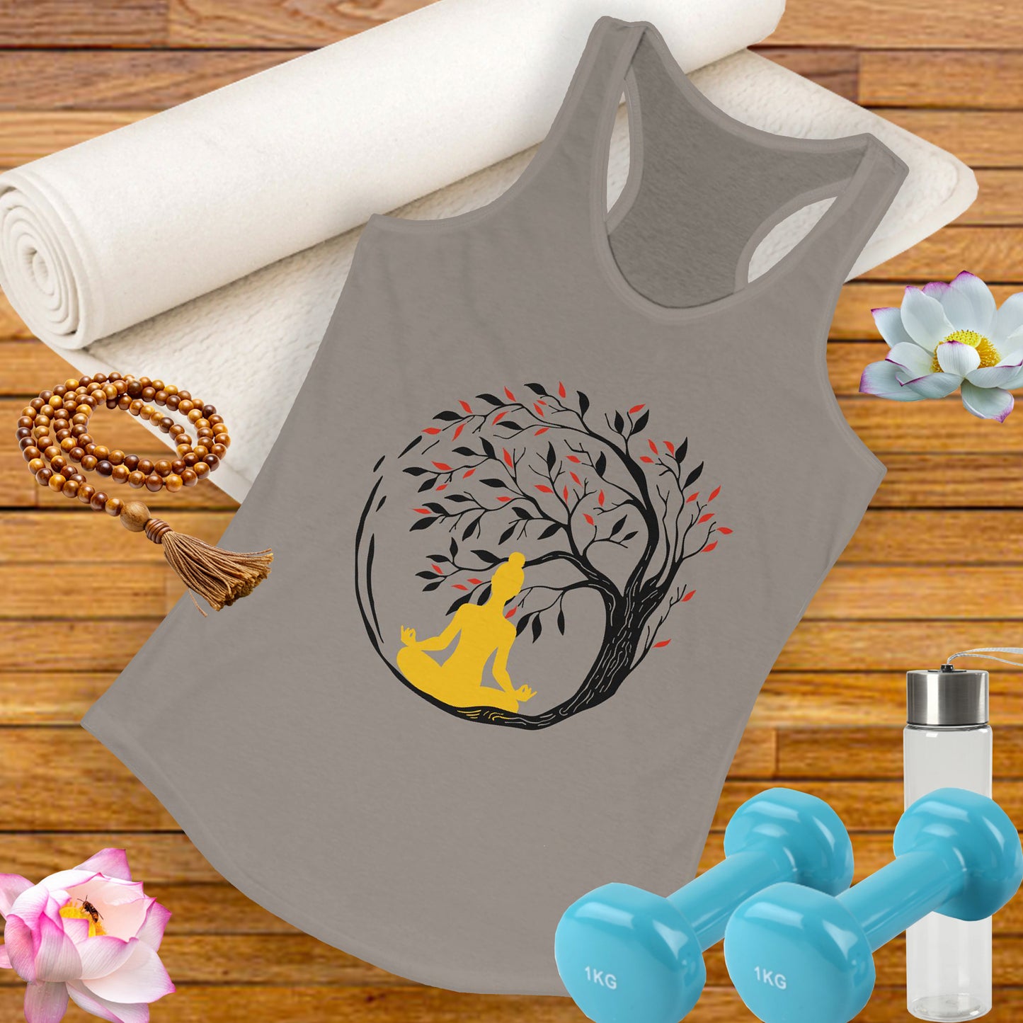 Buddha Tree of Energy Racerback Tank – Center Your Strength, Radiate Peace