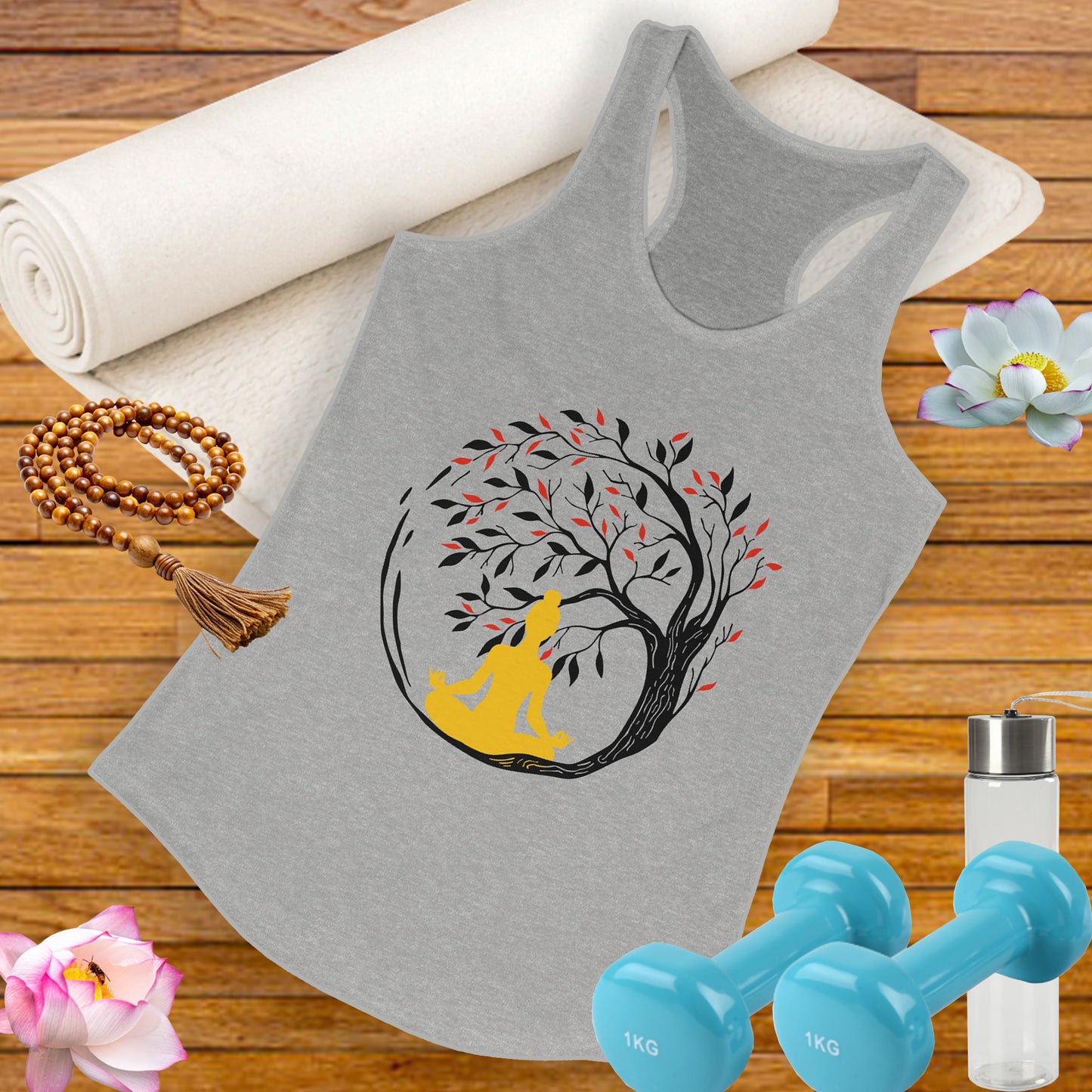 Buddha Tree of Energy Racerback Tank – Center Your Strength, Radiate Peace