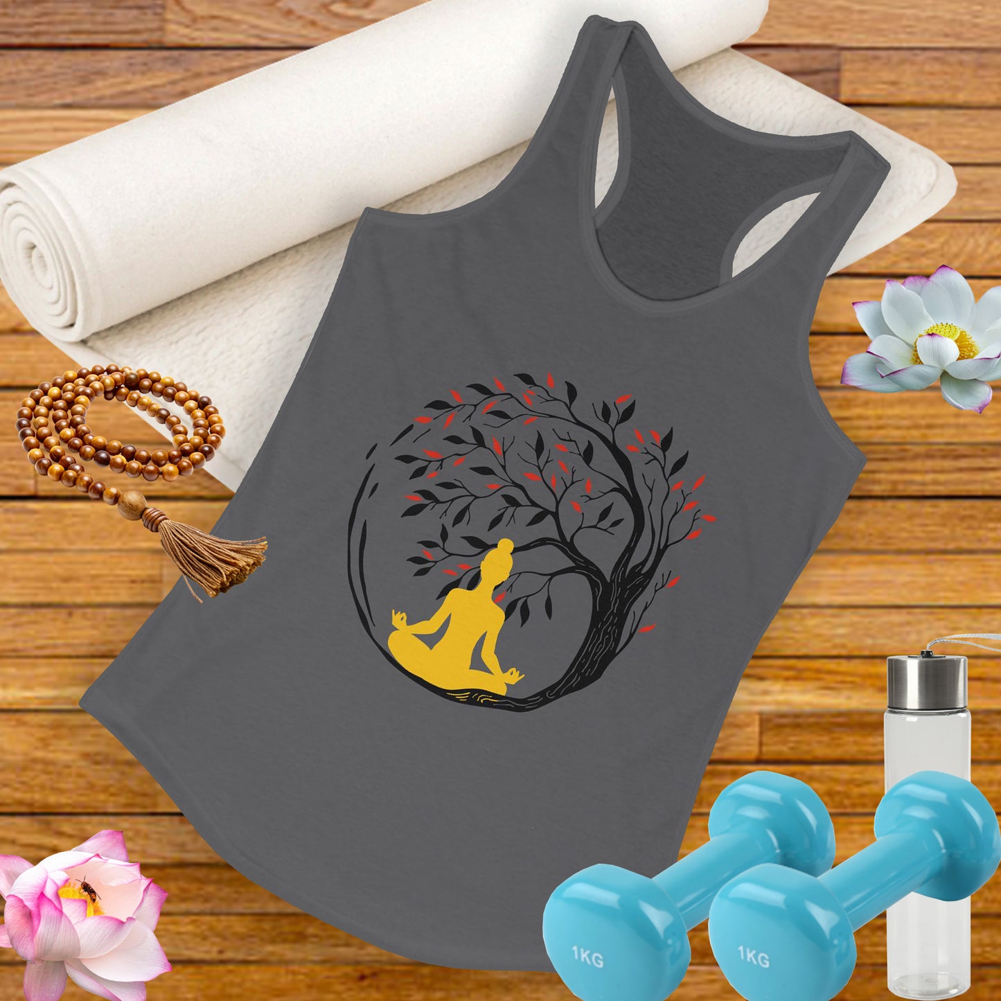 Buddha Tree of Energy Racerback Tank – Center Your Strength, Radiate Peace