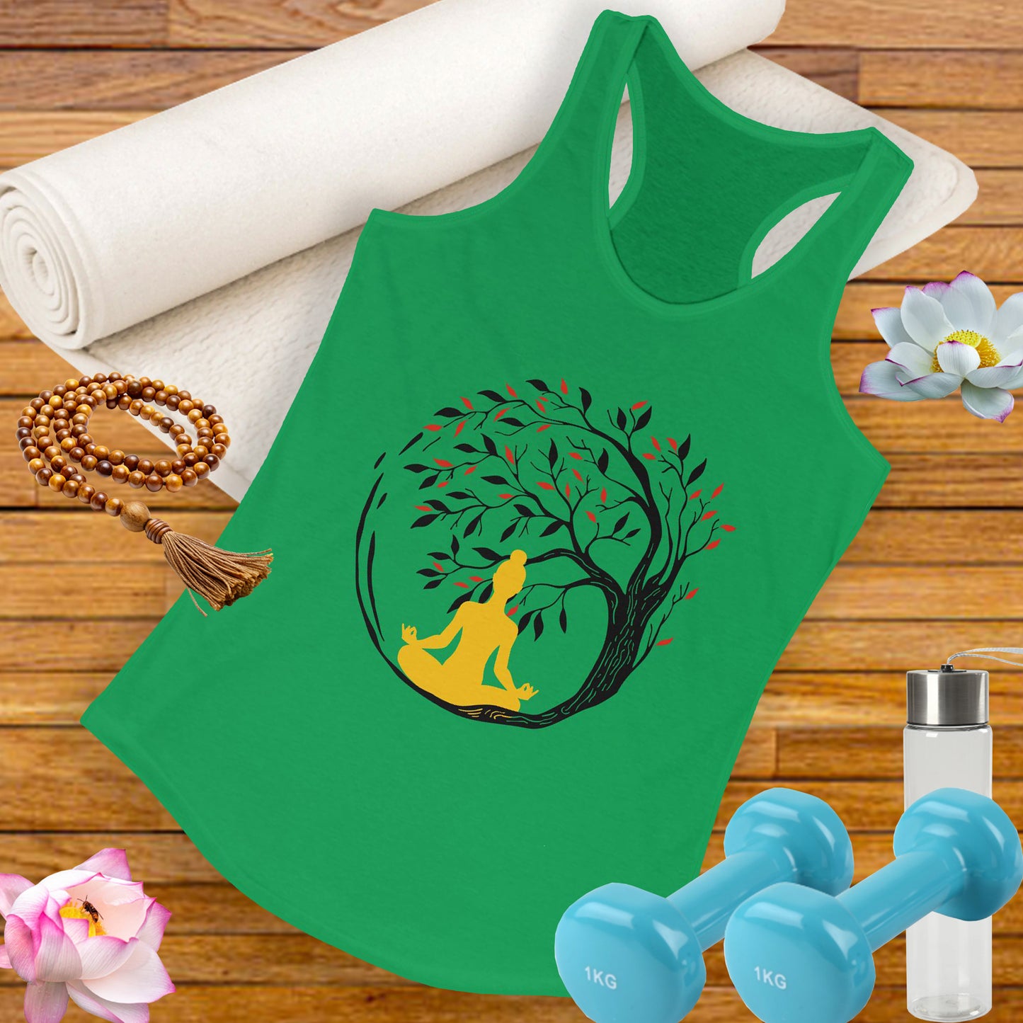 Buddha Tree of Energy Racerback Tank – Center Your Strength, Radiate Peace
