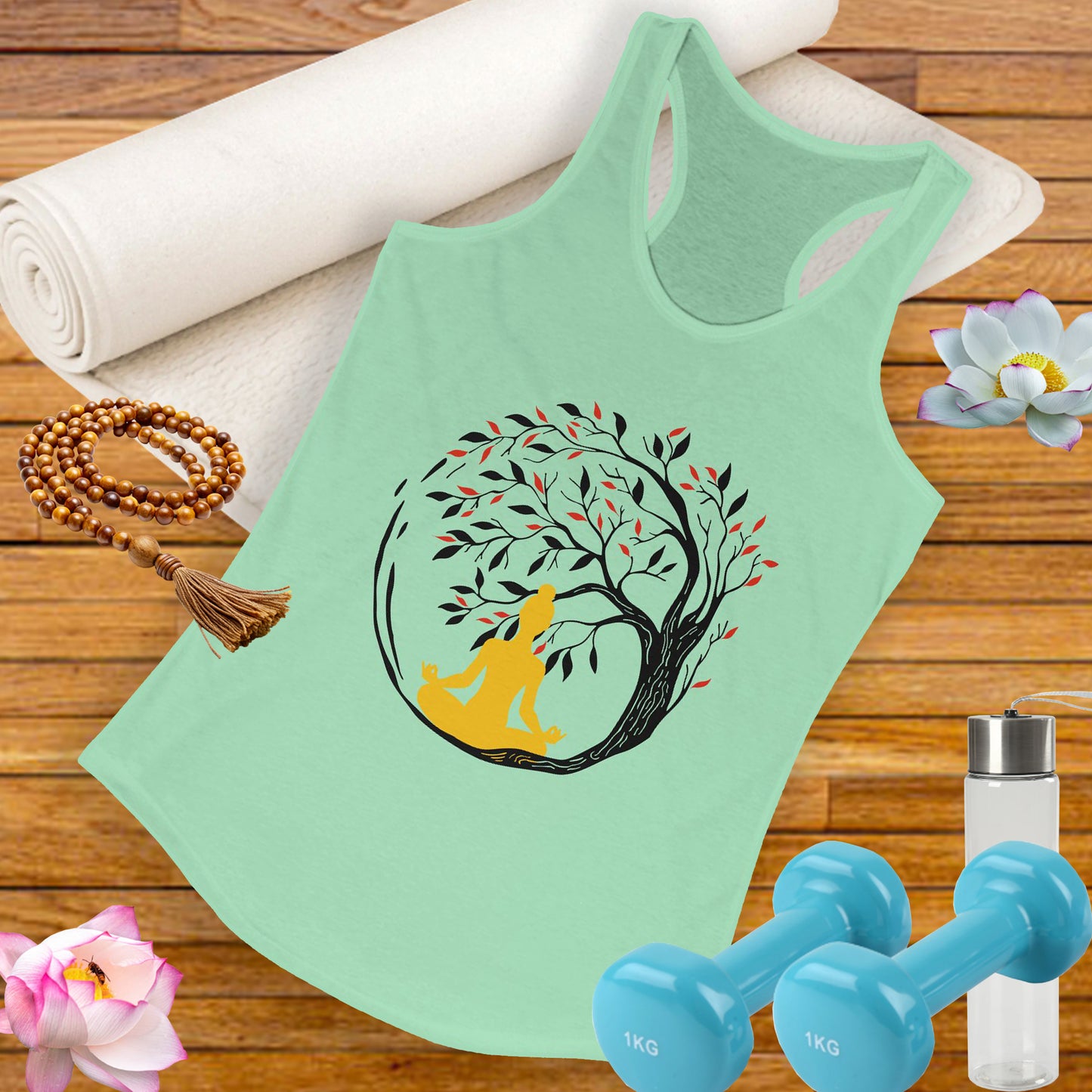 Buddha Tree of Energy Racerback Tank – Center Your Strength, Radiate Peace