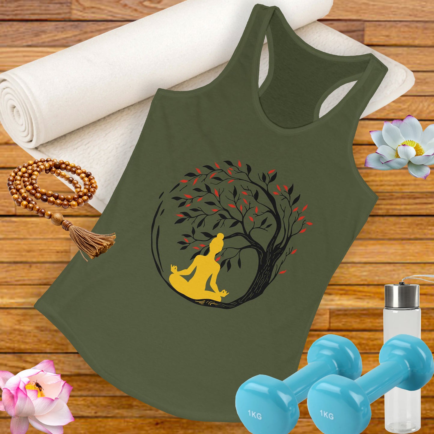 Buddha Tree of Energy Racerback Tank – Center Your Strength, Radiate Peace