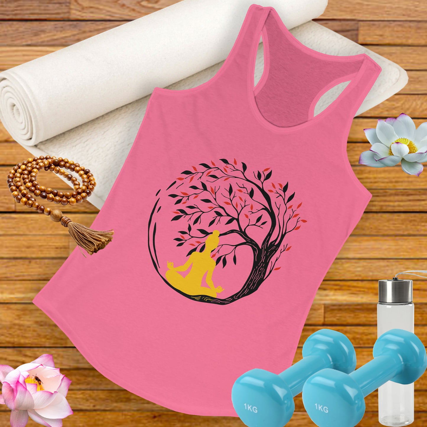 Buddha Tree of Energy Racerback Tank – Center Your Strength, Radiate Peace